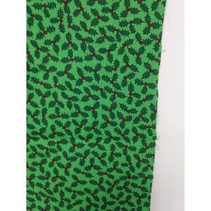 Fabric Christmas Holly Print --Green  Background - 100% Cotton Made in China